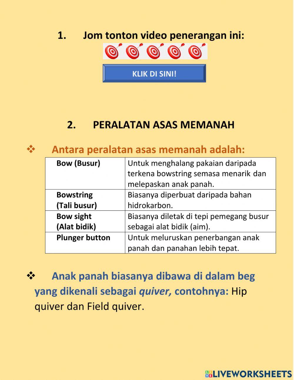 Pengenalan Asas Peralatan Memanah