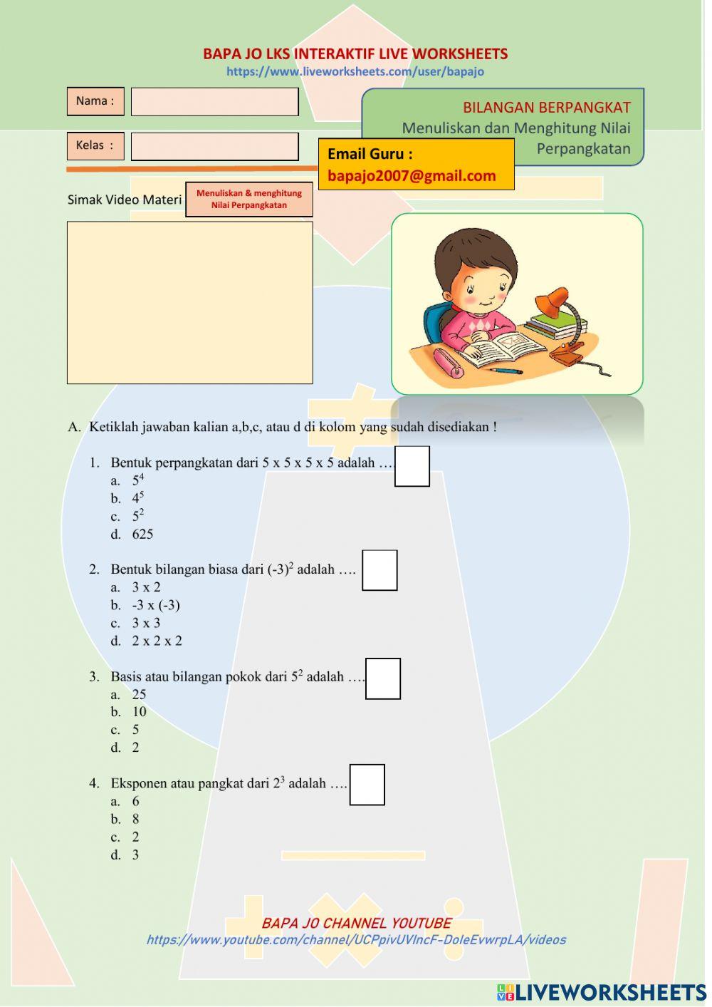 Menuliskan dan Menghitung Bilangan Berpangkat