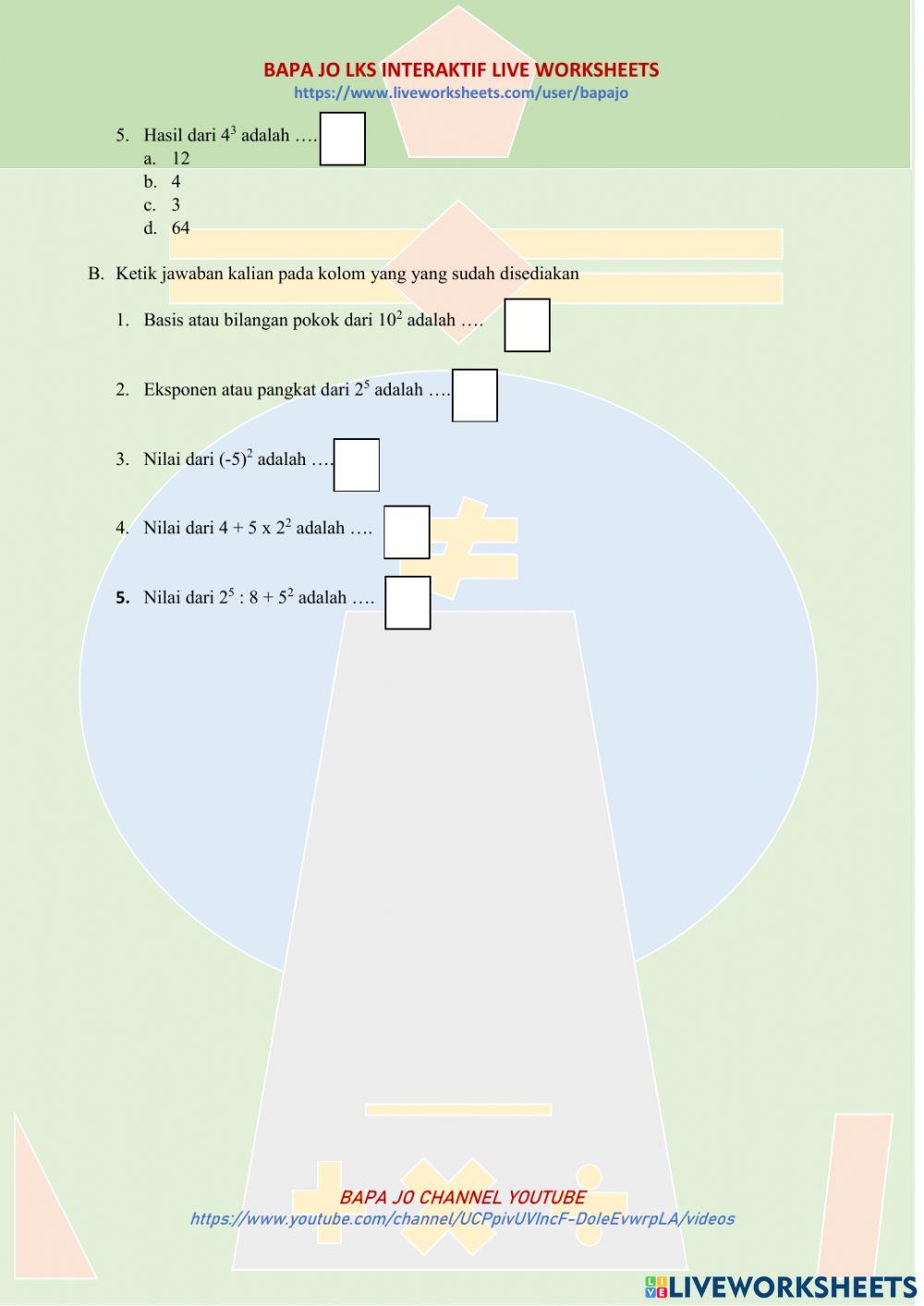 Menuliskan dan Menghitung Bilangan Berpangkat