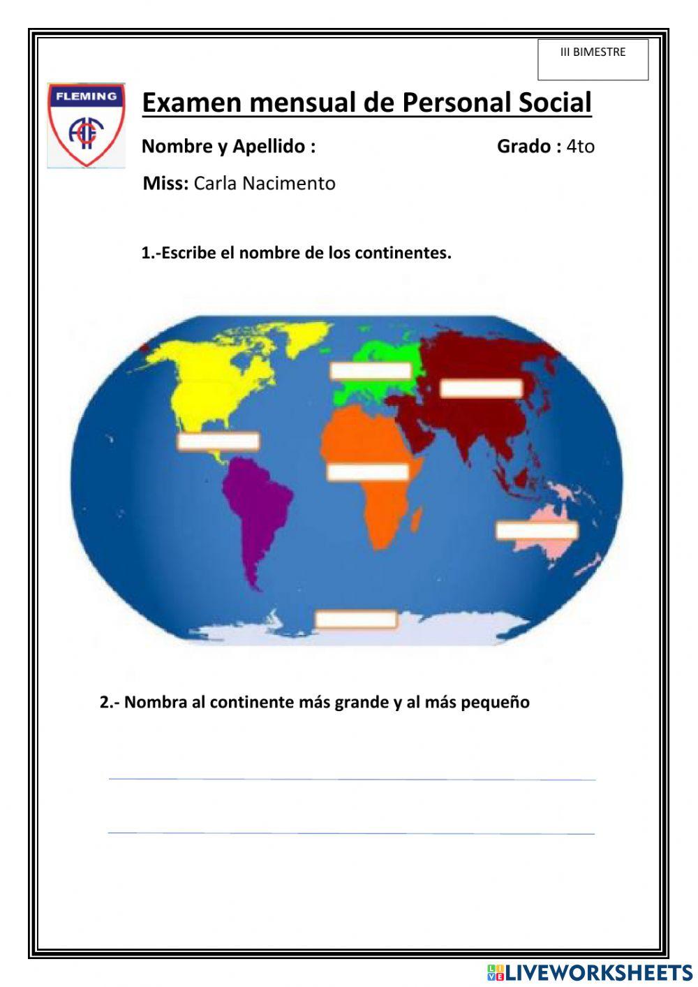 Examen mensual de personal social-iii bimestre