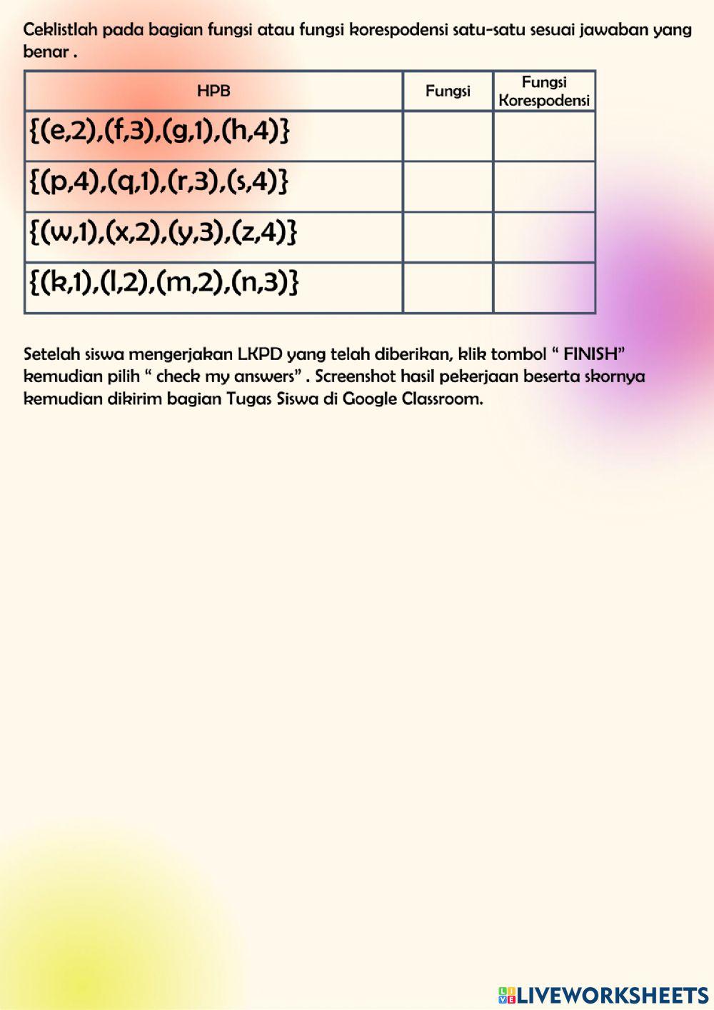 Fungsi (Korespodensi satu-satu)