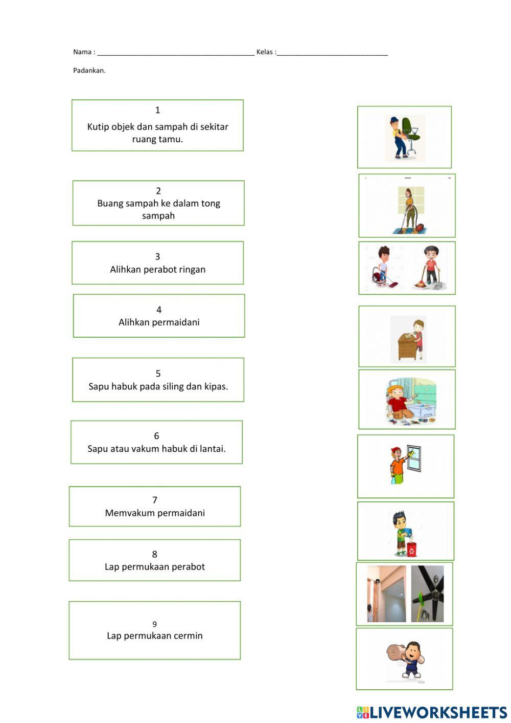 Membersih ruang tamu