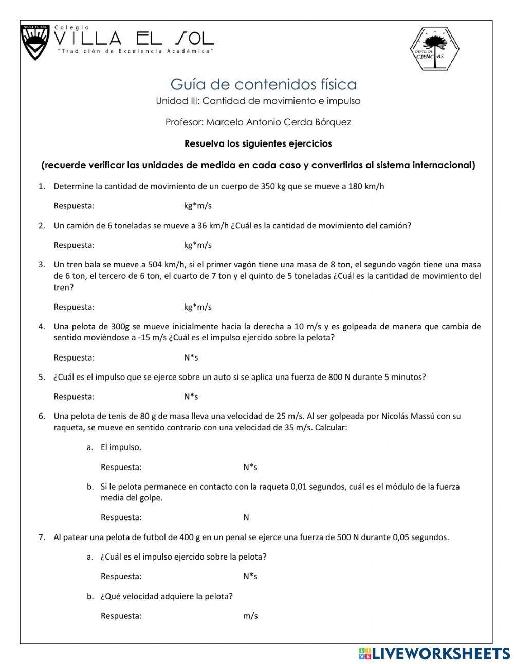 Cantidad de movimiento e impulso