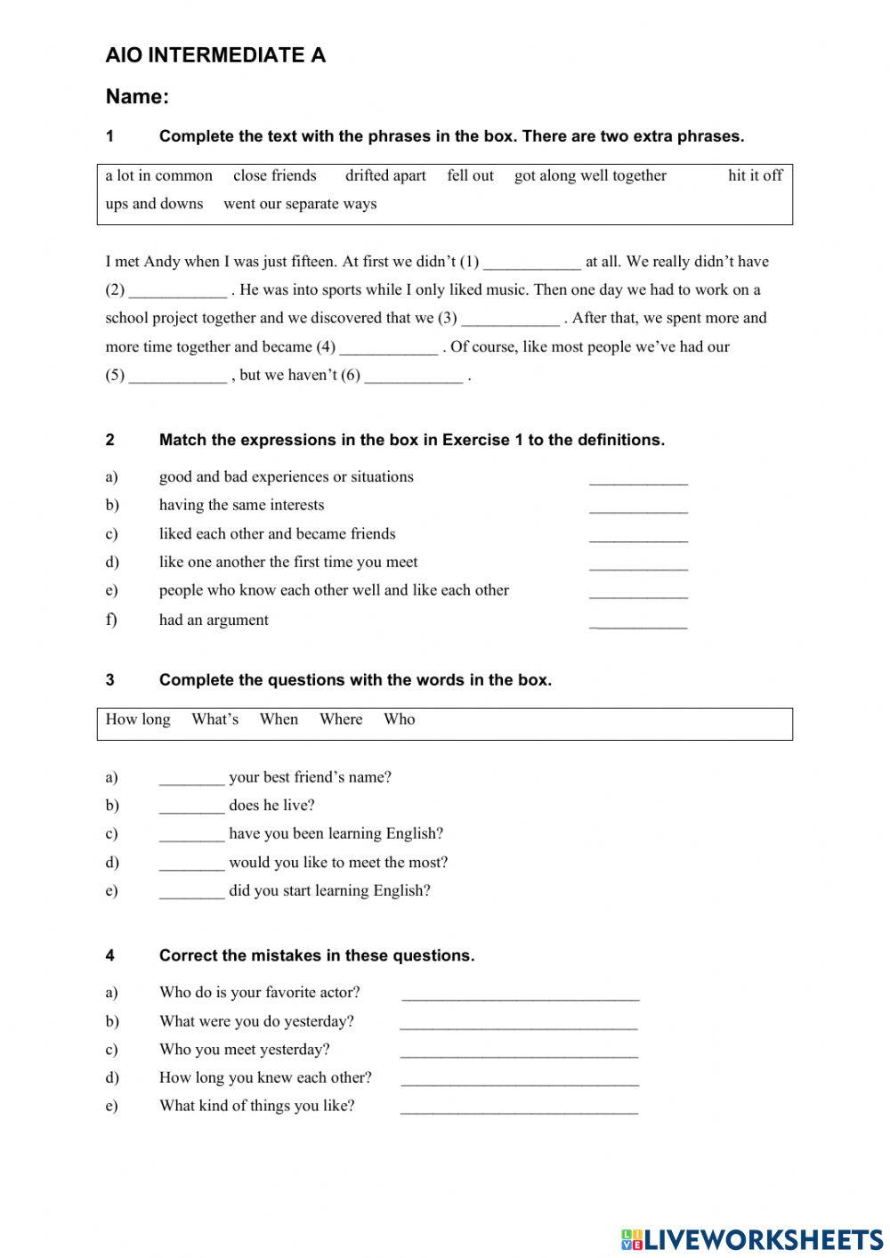 AIOE Intermediate A (unit 1and 2)