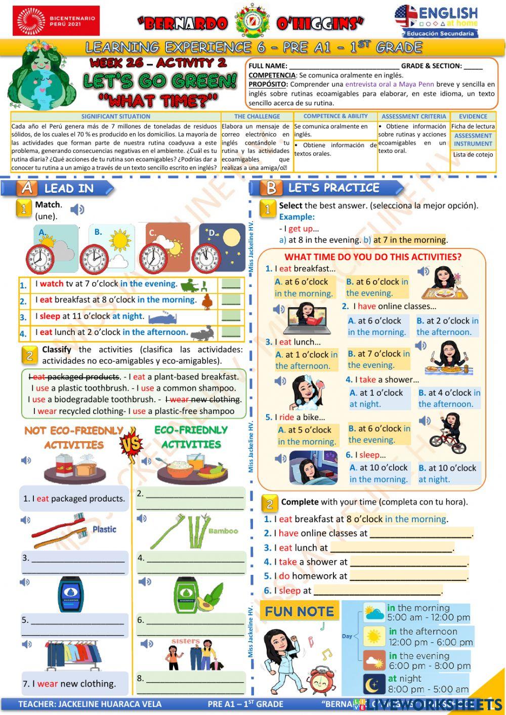 1° grado - PRE A1 - EDA 6 - activity 2 - Aprendo en casa