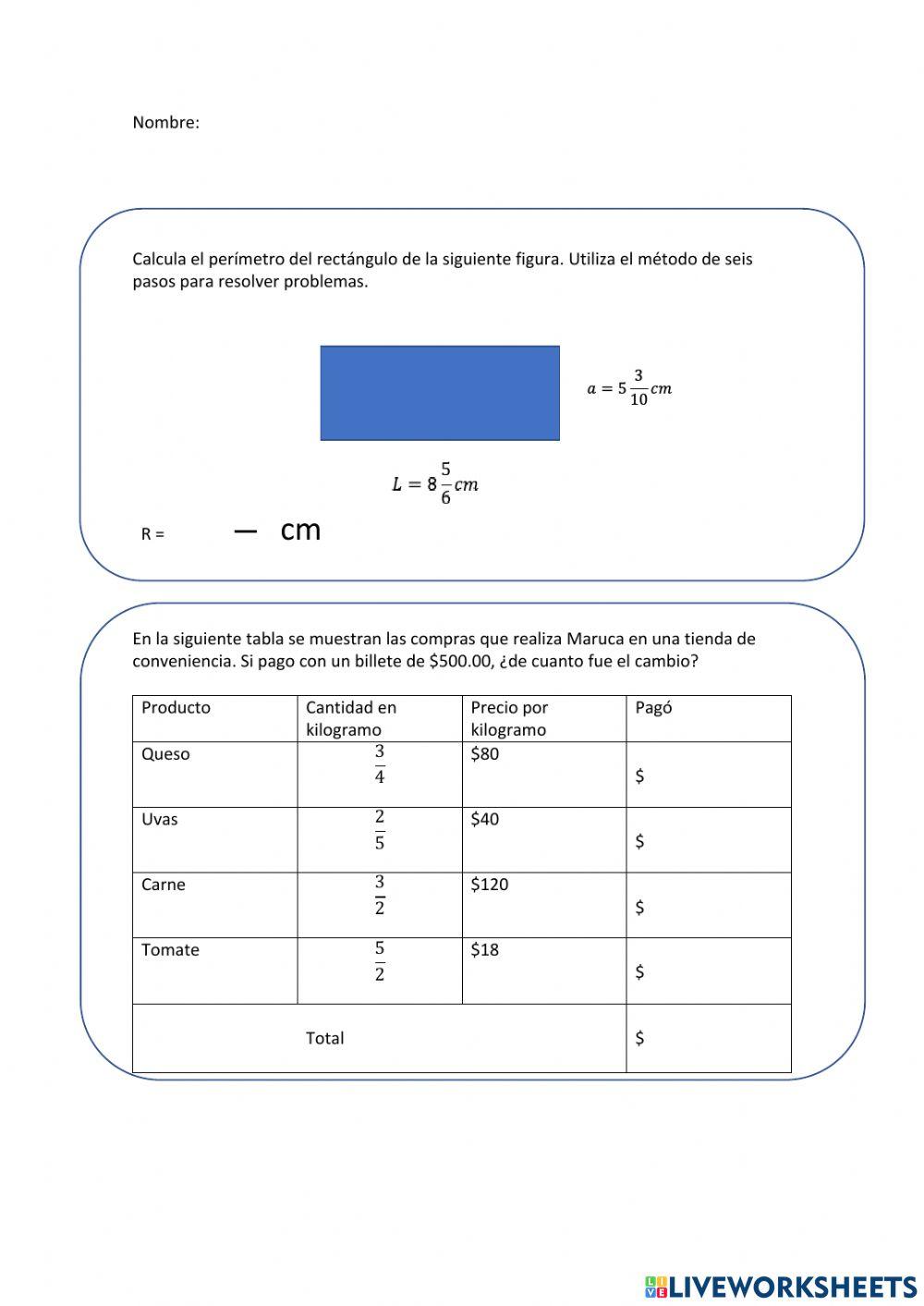 Problemas de fracciones