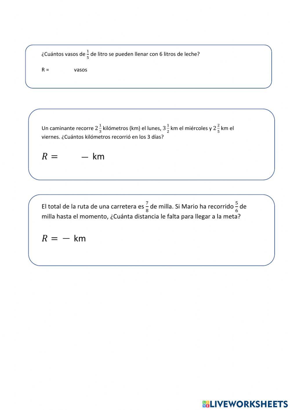 Problemas de fracciones