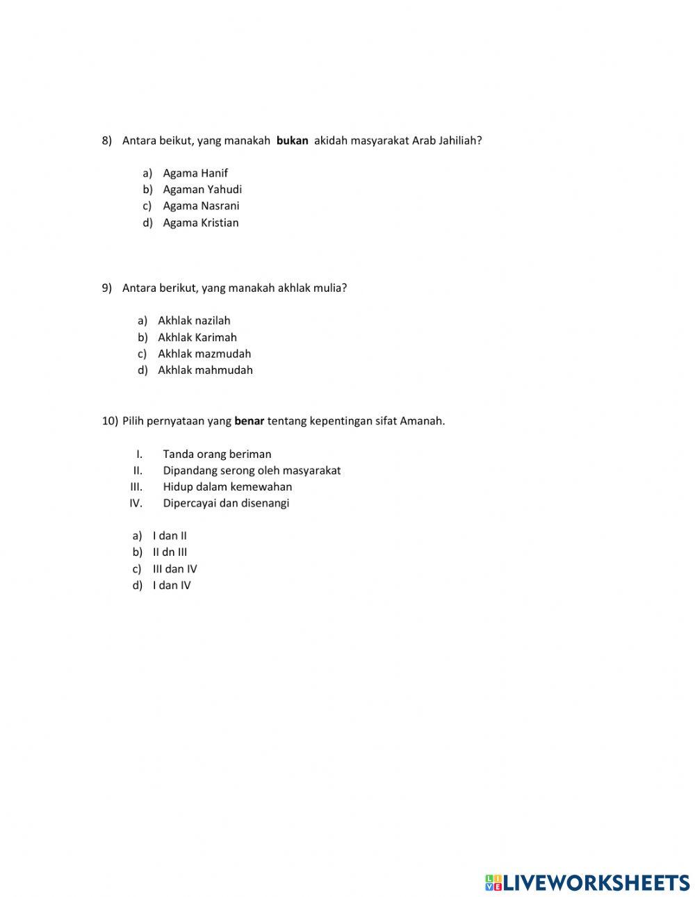 Ulangkaji Topikal Pendidikan Islam Tingkatan 1