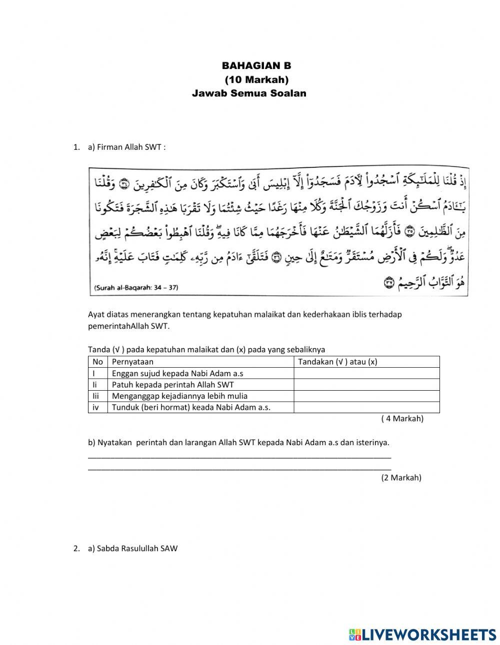 Ulangkaji Topikal Pendidikan Islam Tingkatan 1