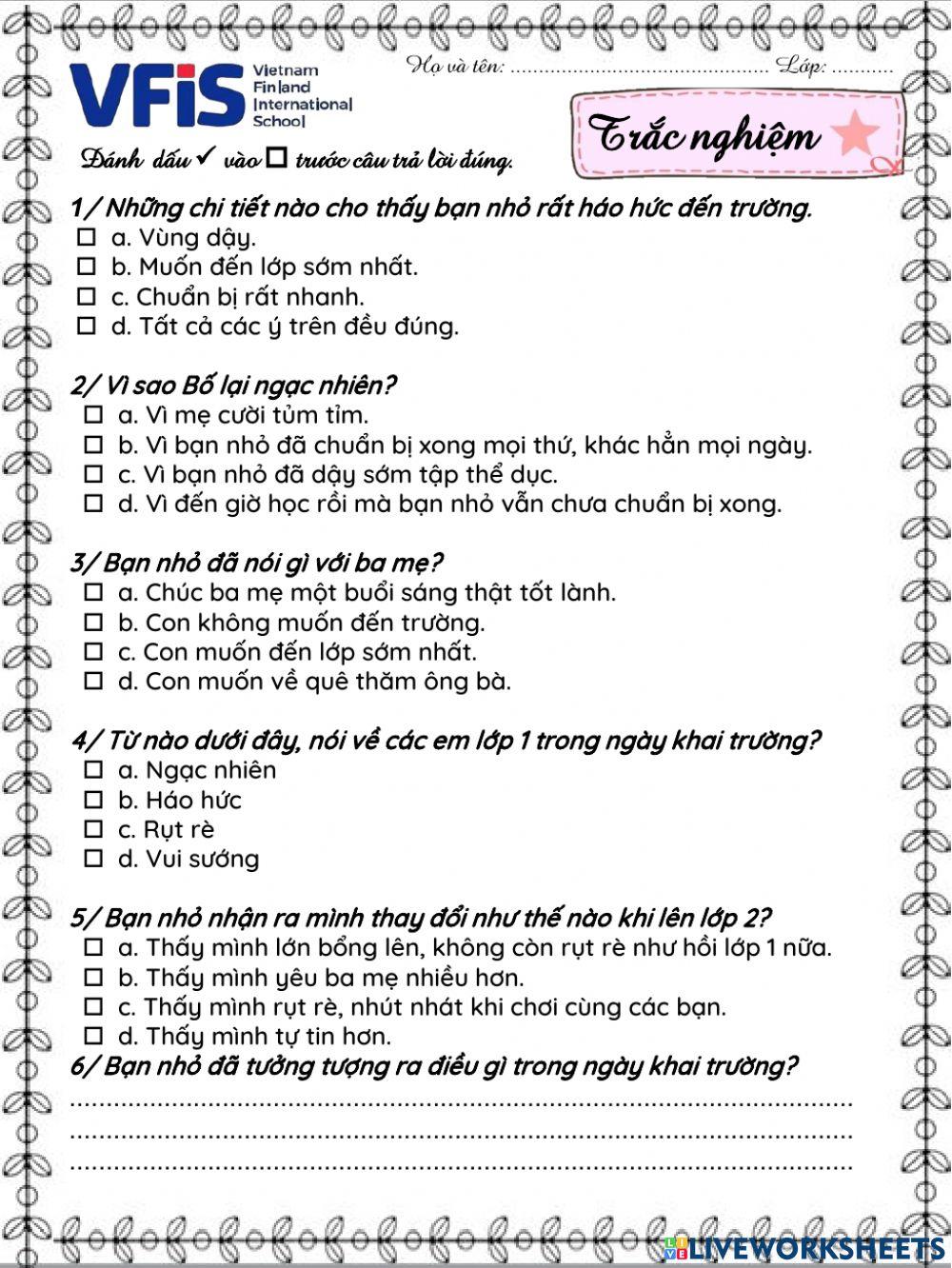 Vietnamese Week 1 - Tập đọc 2