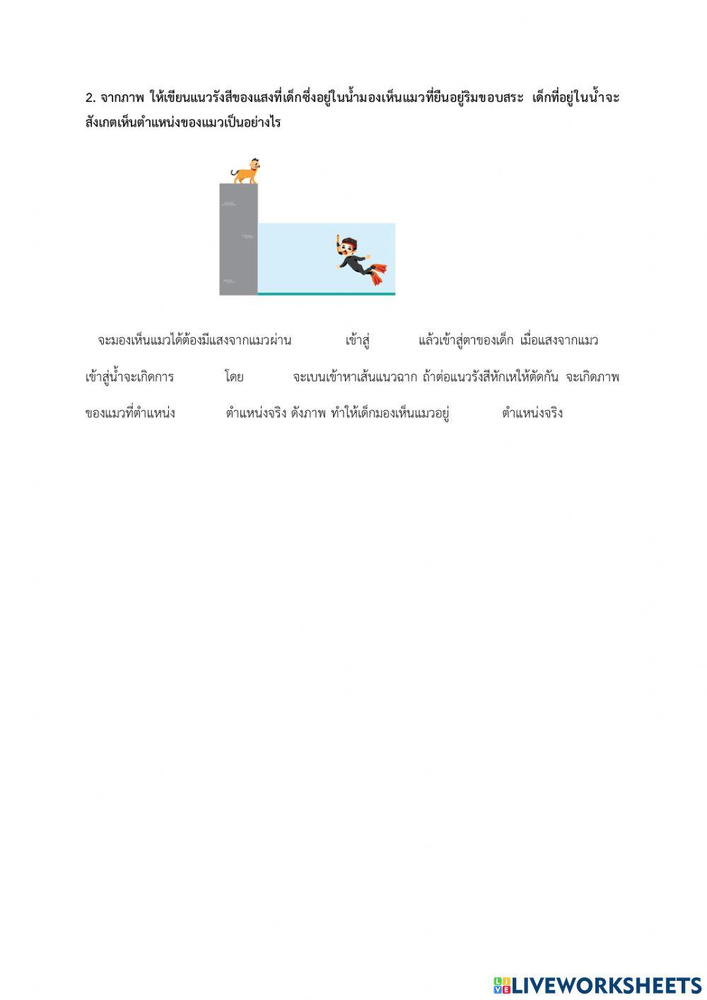 ใบงานการหักเหของแสง