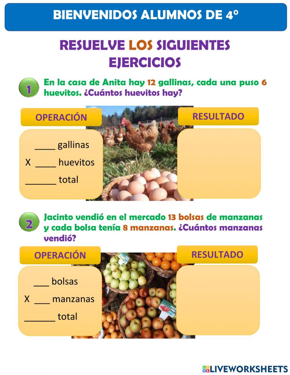 Ejercicios de multiplicación