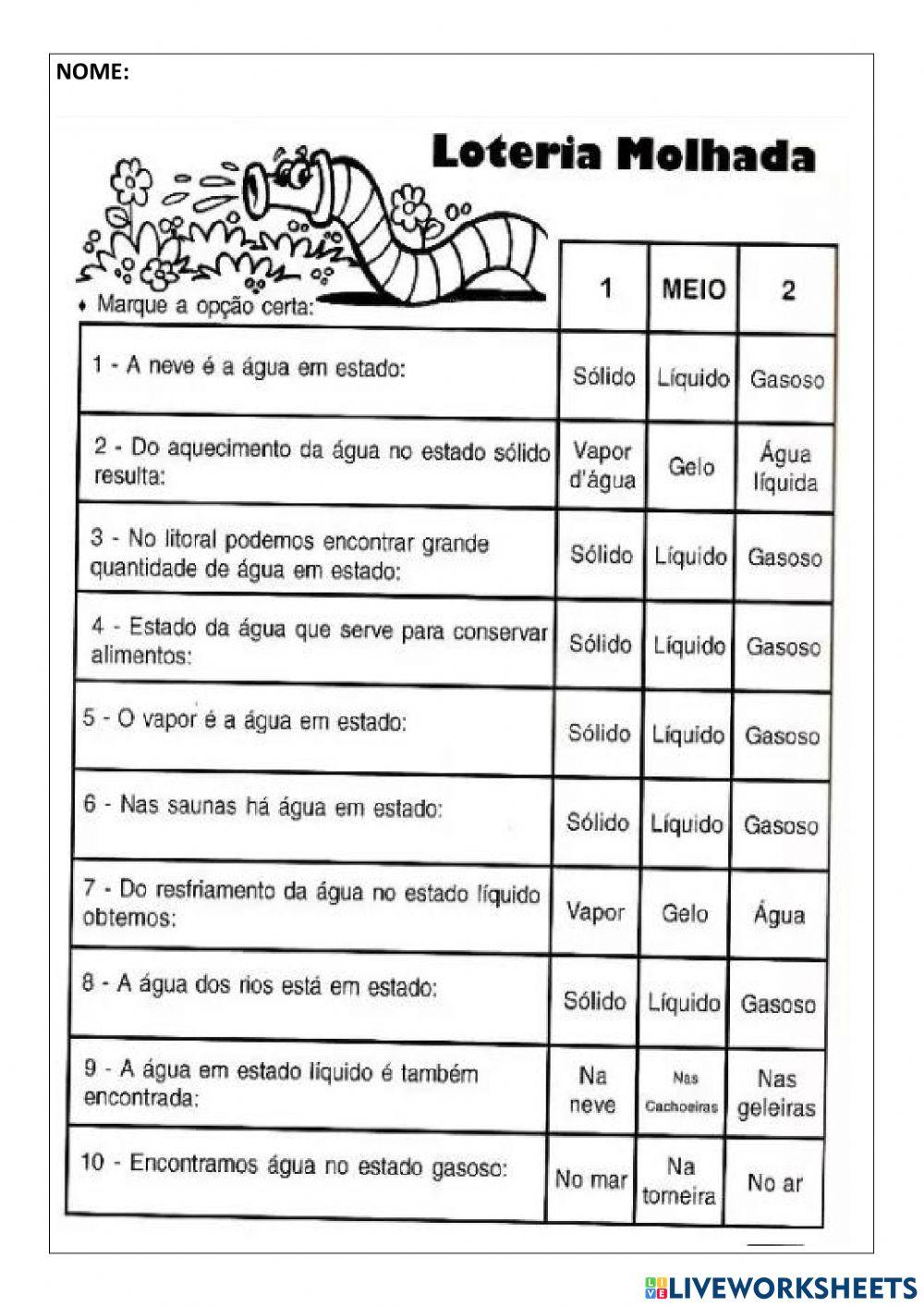 Os estados fisicos da agua