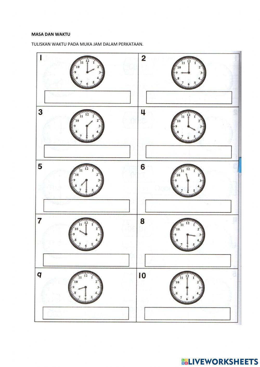 Masa dan waktu tahun 1