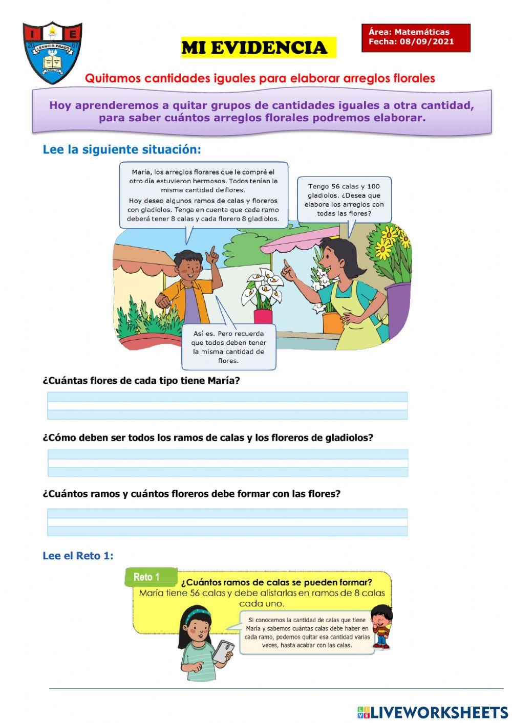 Quitamos cantidades iguales para elaborar arreglos florales