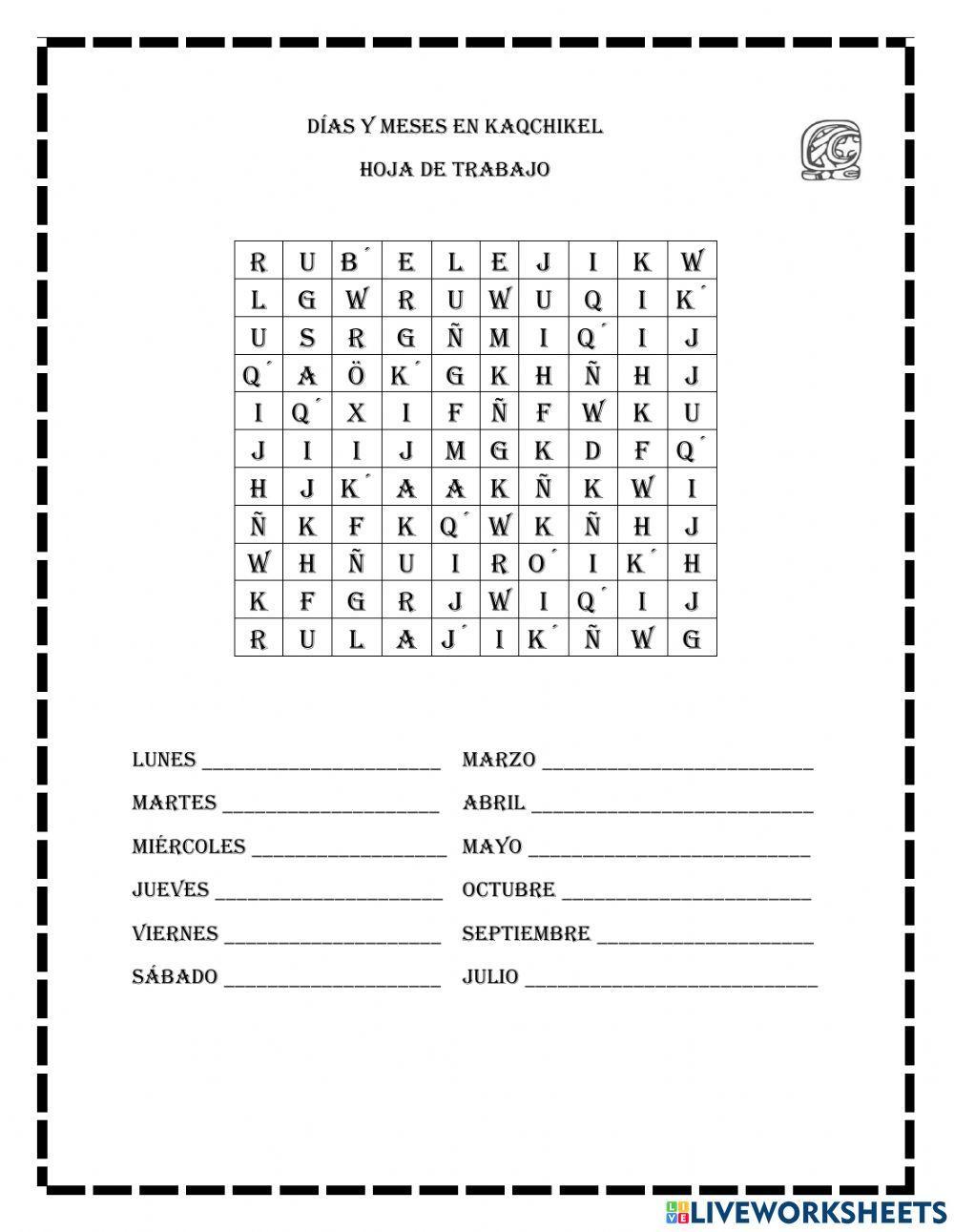 Días y meses en kaqchikel