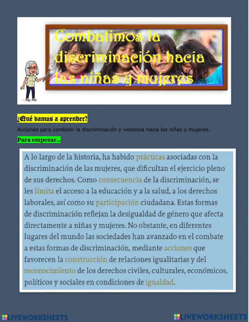 Violencia de niñas y mujeres Violencia de niñas y mujeres