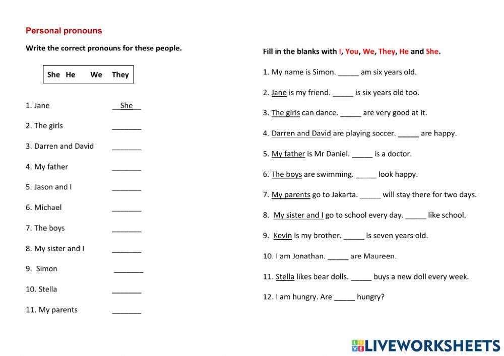 Personal Pronouns Personal Pronouns