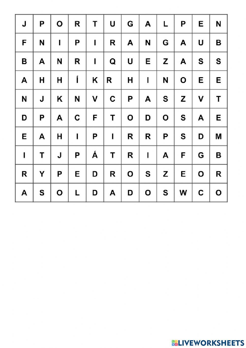 INFORMÁTICA- CAÇA-PALAVRAS - SEMANA DA INDEPENDÊNCIA 