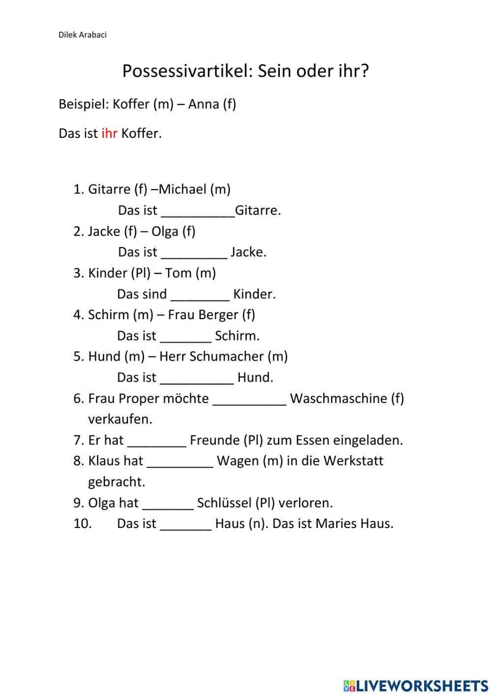 sein-ihr und Genitiv s