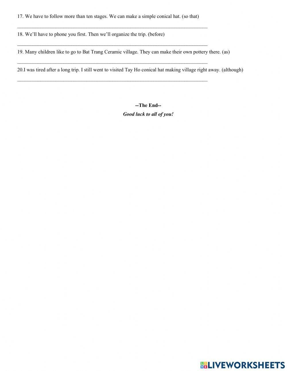 Mini- Test for Unit 1