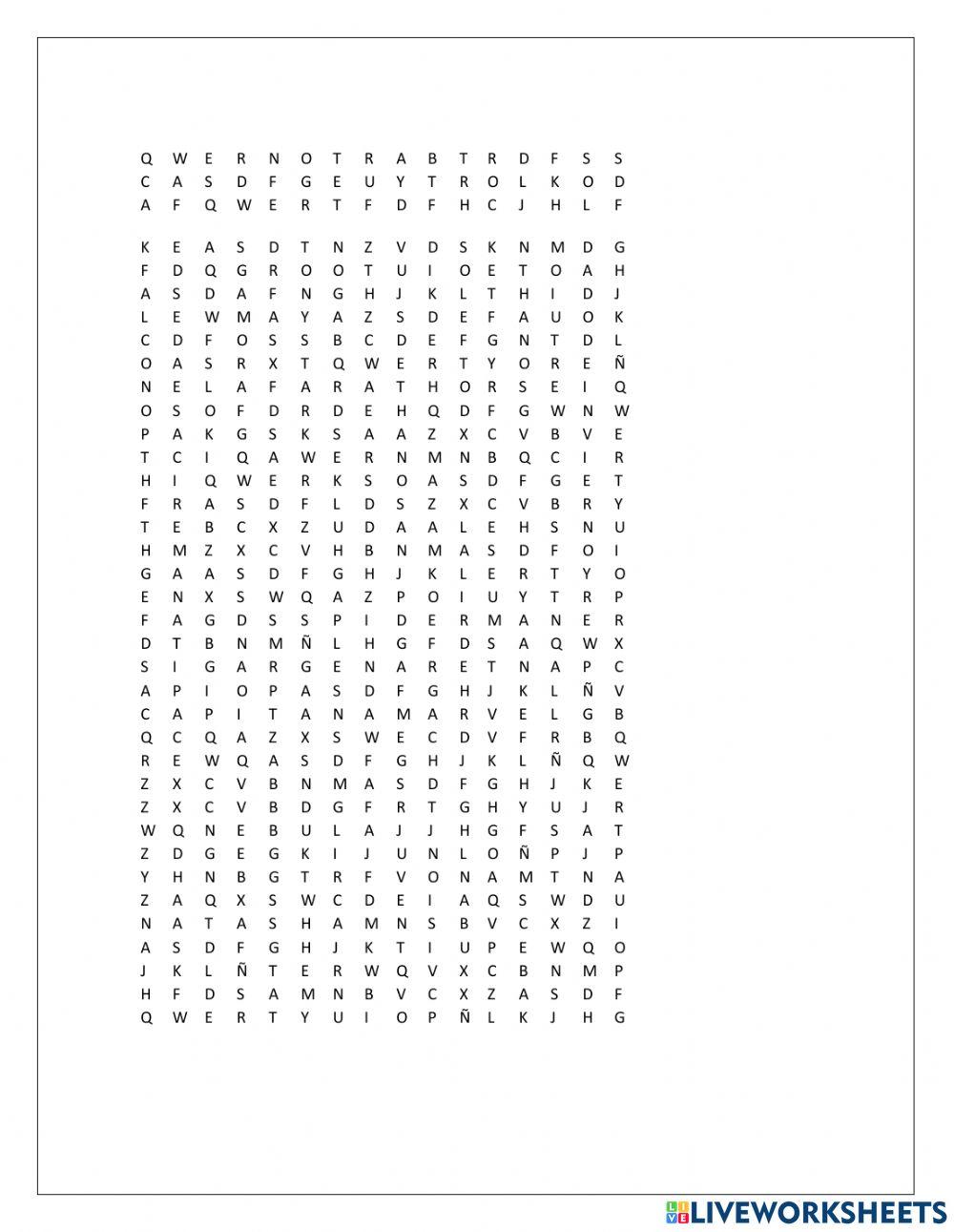 Sopa de letras Marvel