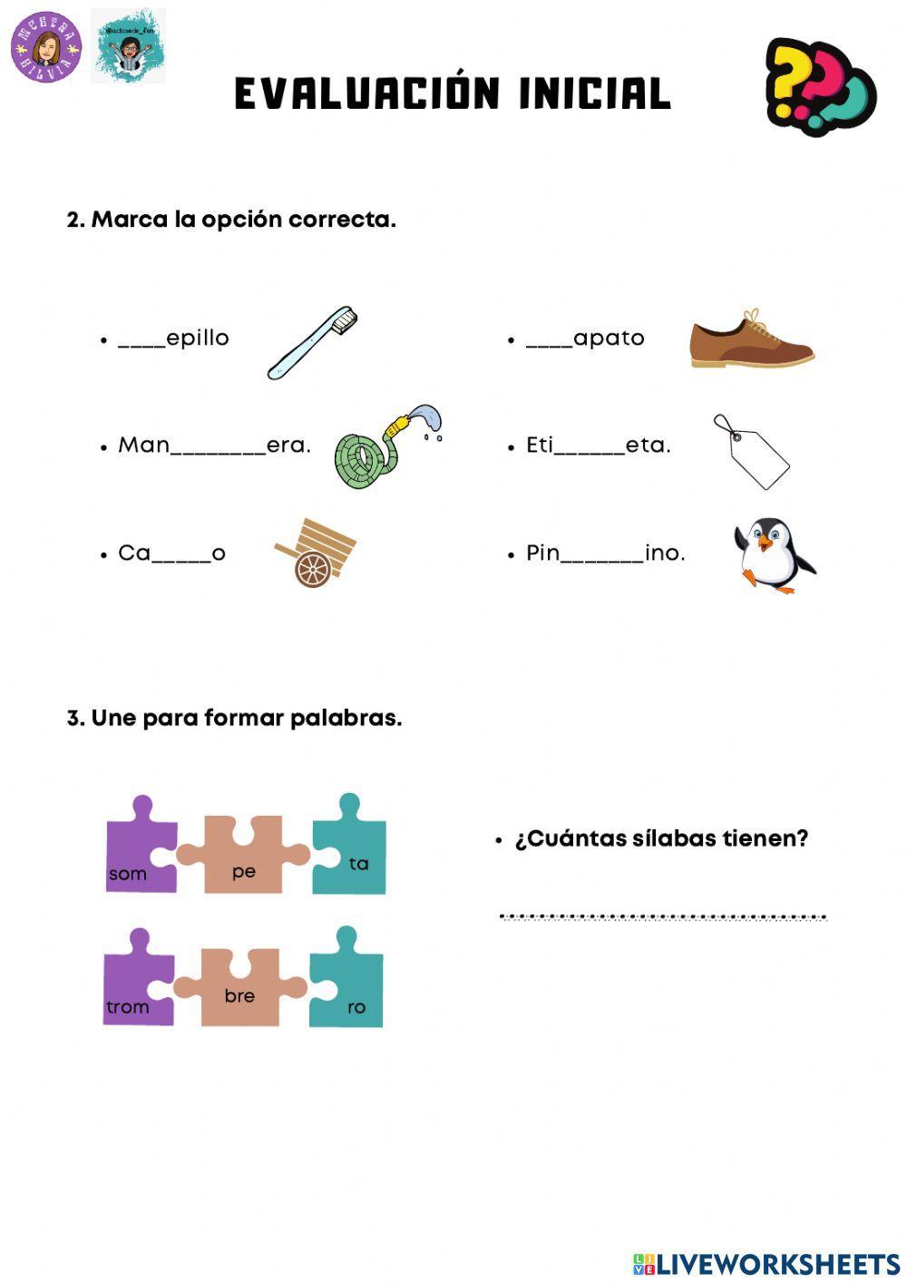 Evaluación inicial LC 2ºEP