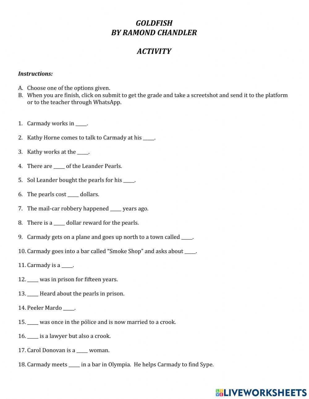 Final Test - Golfish: Novel by Raymond Chandler