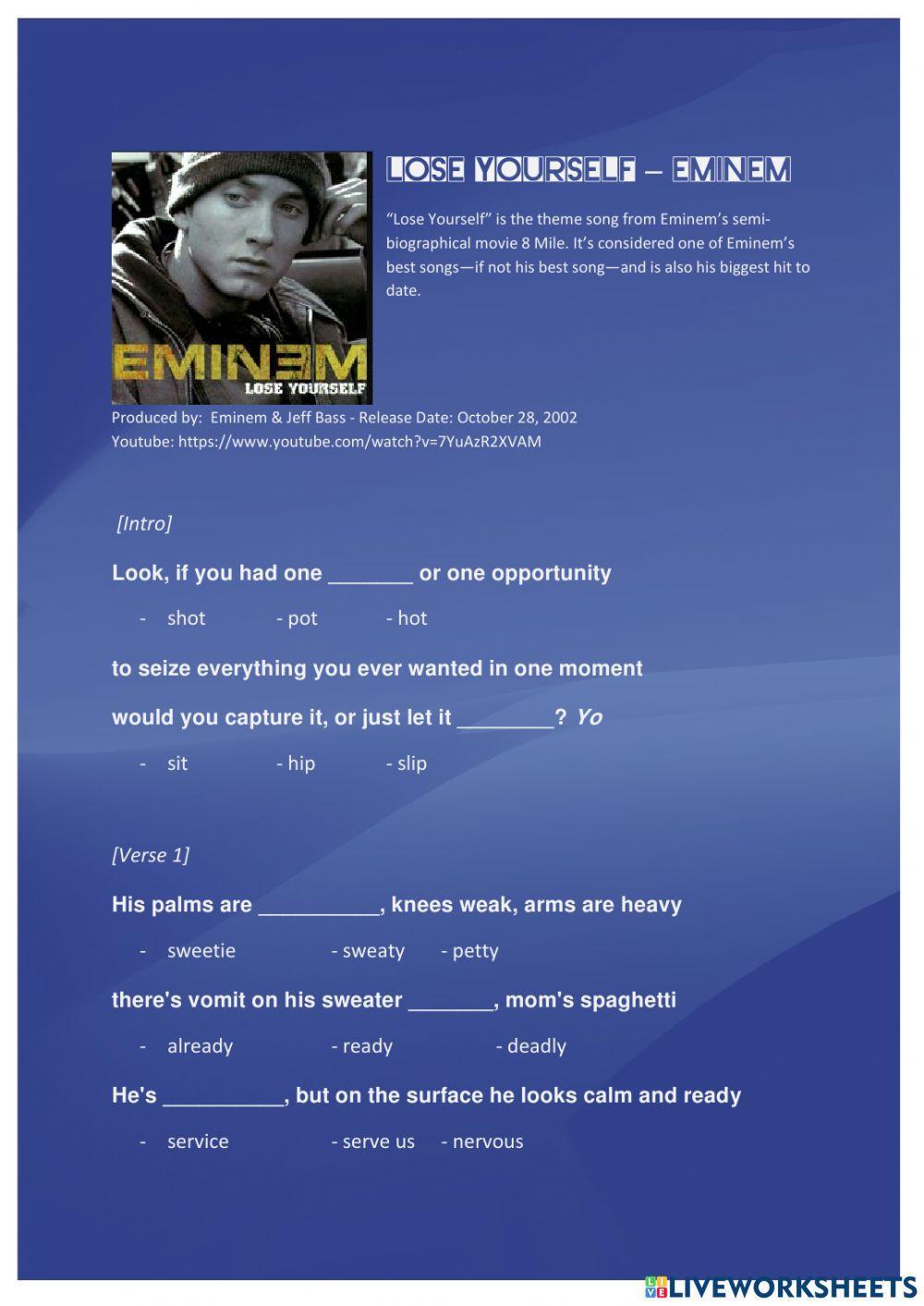 Song Quiz - Eminem - Lose Yourself