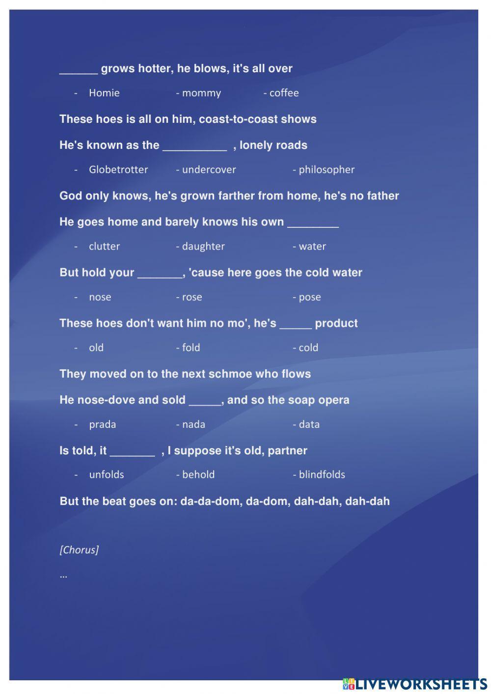 Song Quiz - Eminem - Lose Yourself