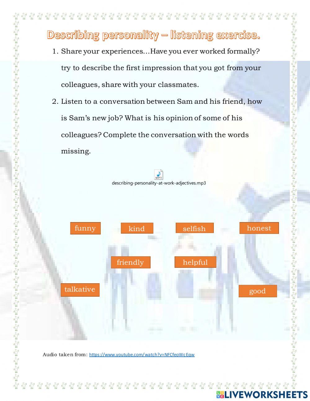 adjectives of personality listening | GracielaDM | Live