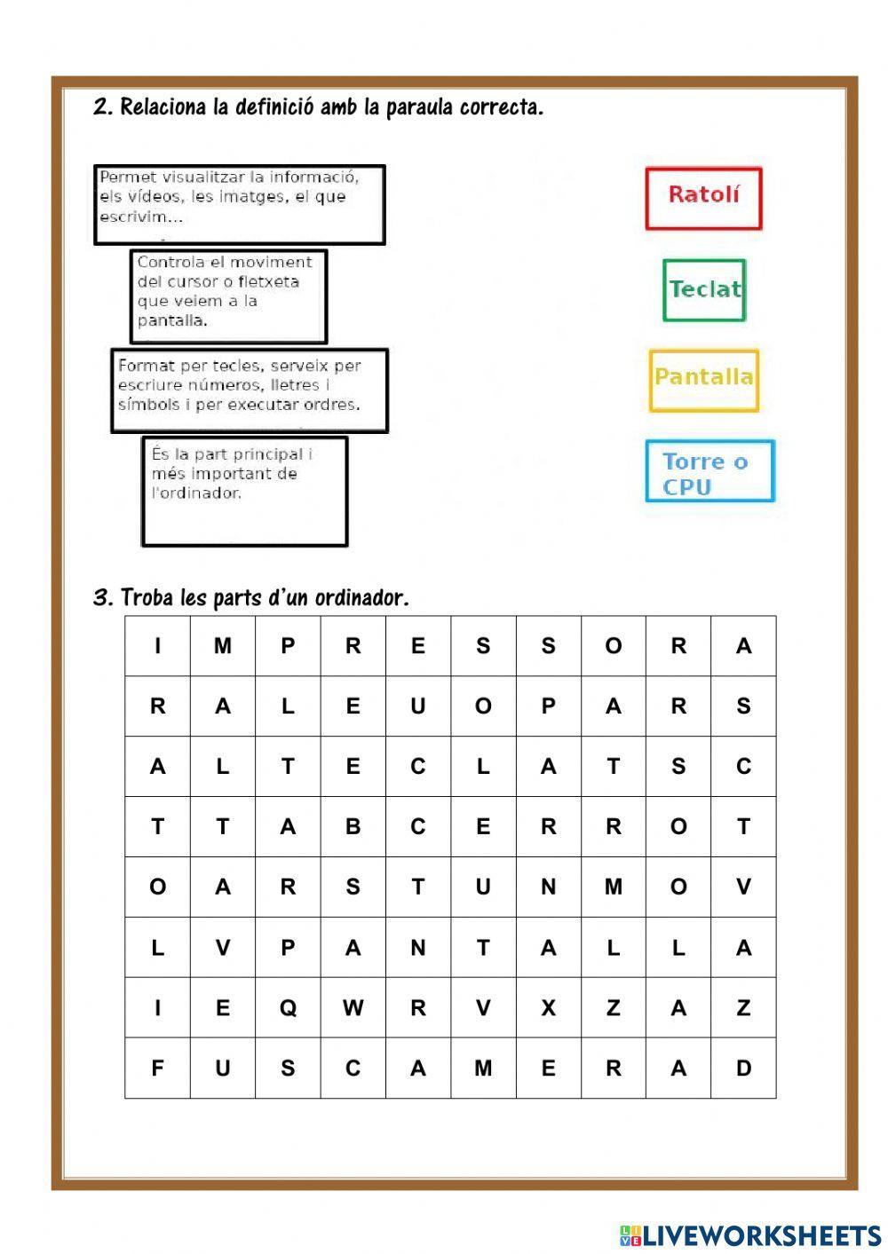 Conec les parts de l'ordinador