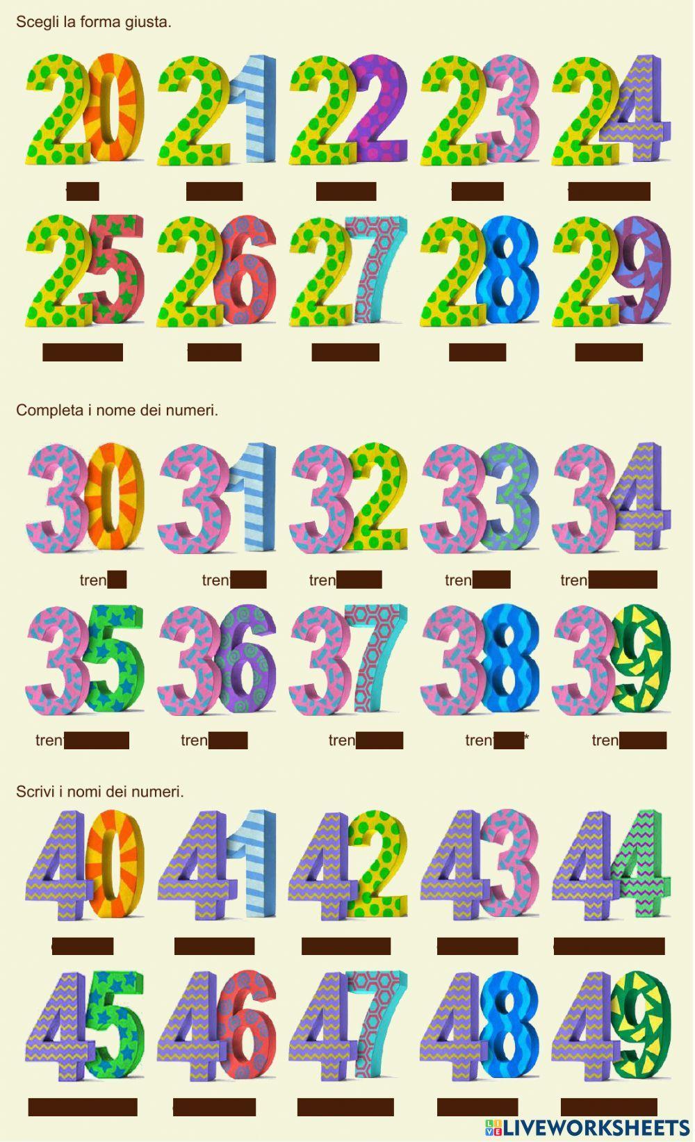 Pg1 I Numeri Dall’uno Al Quarantanove.