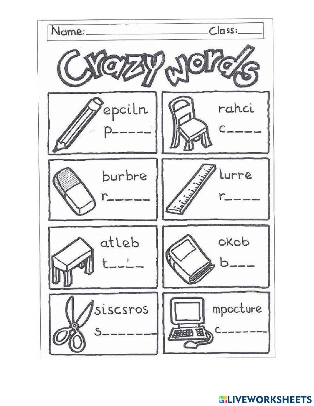 Objects in classroom