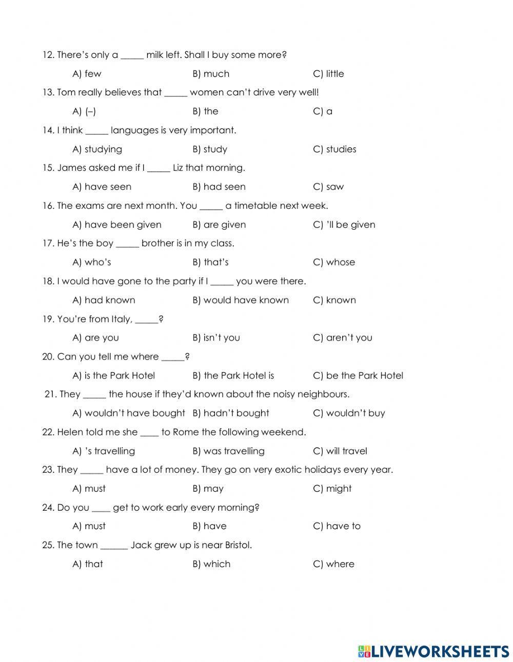 LVT B2 A-B DIAGNOSTIC TEST