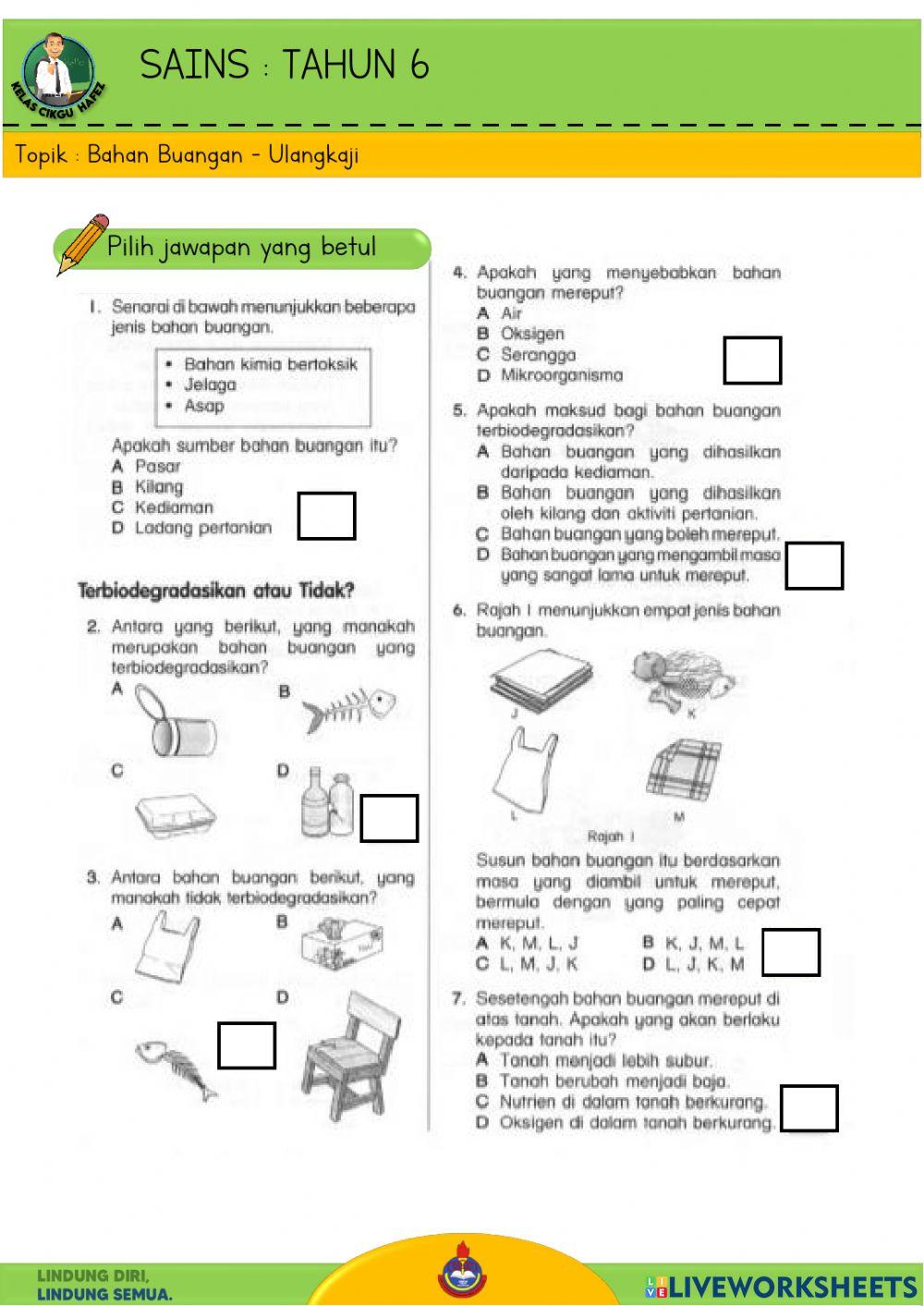 Sains T6 - Bahan Buangan (Ulangkaji)