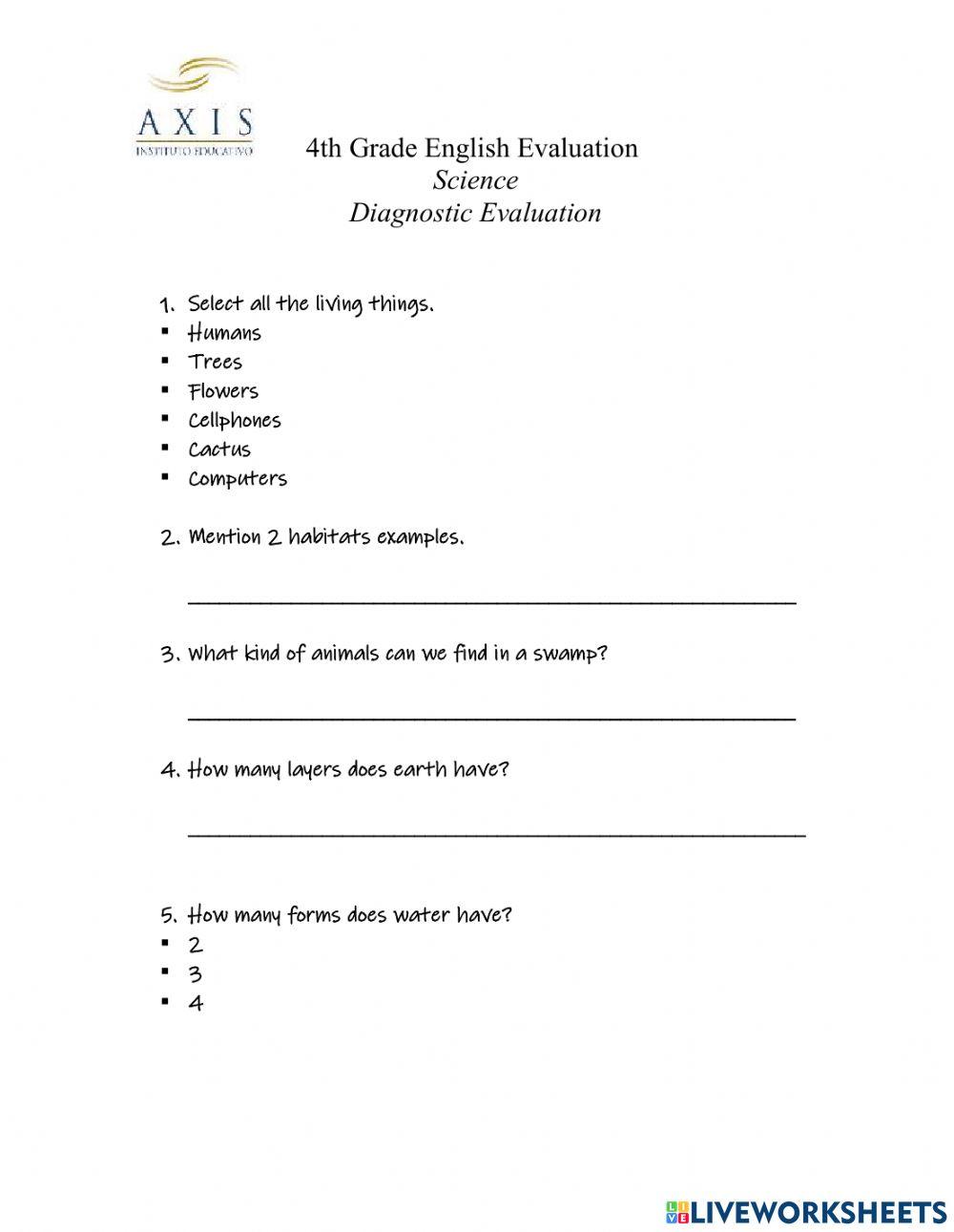 Science Diagnostic Evaluation