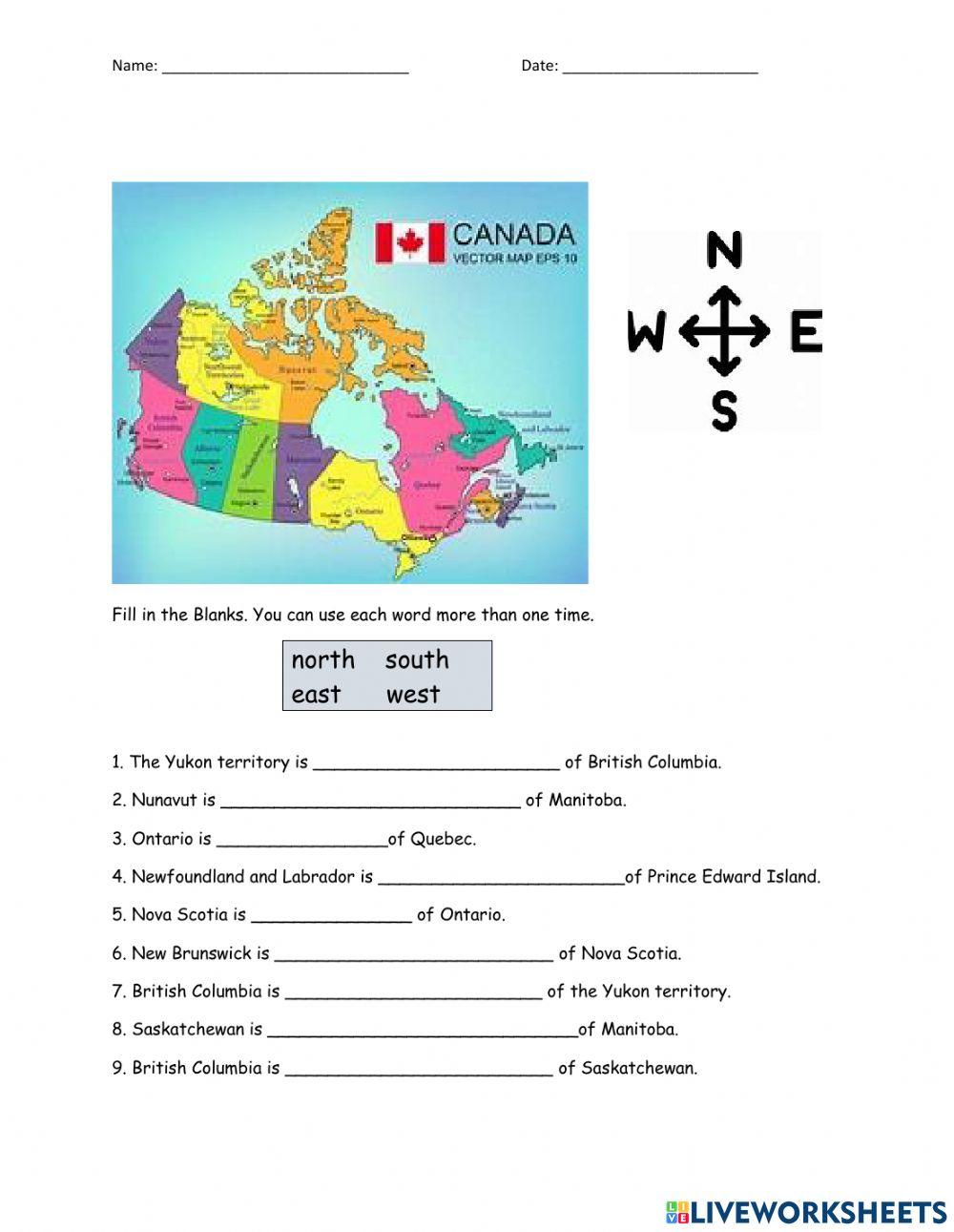 Reading map of Canada