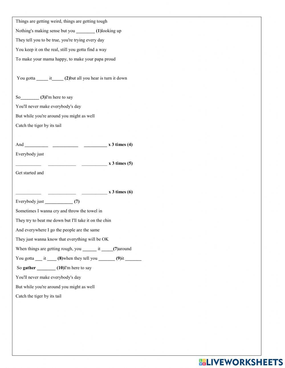 Phrasal verbs - filling the gap song