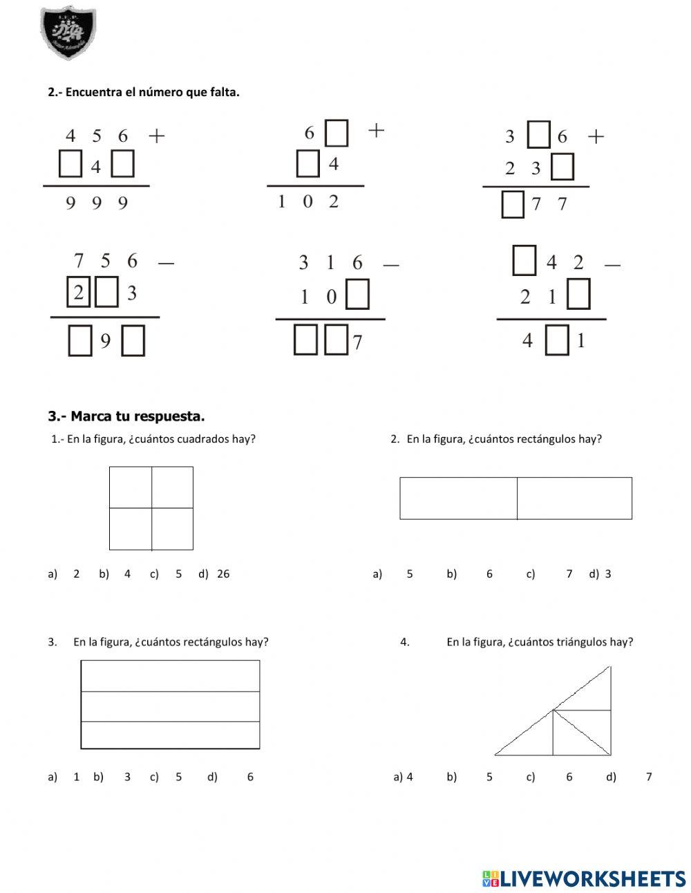 Evaluacion trimestral de razonamiento matemático