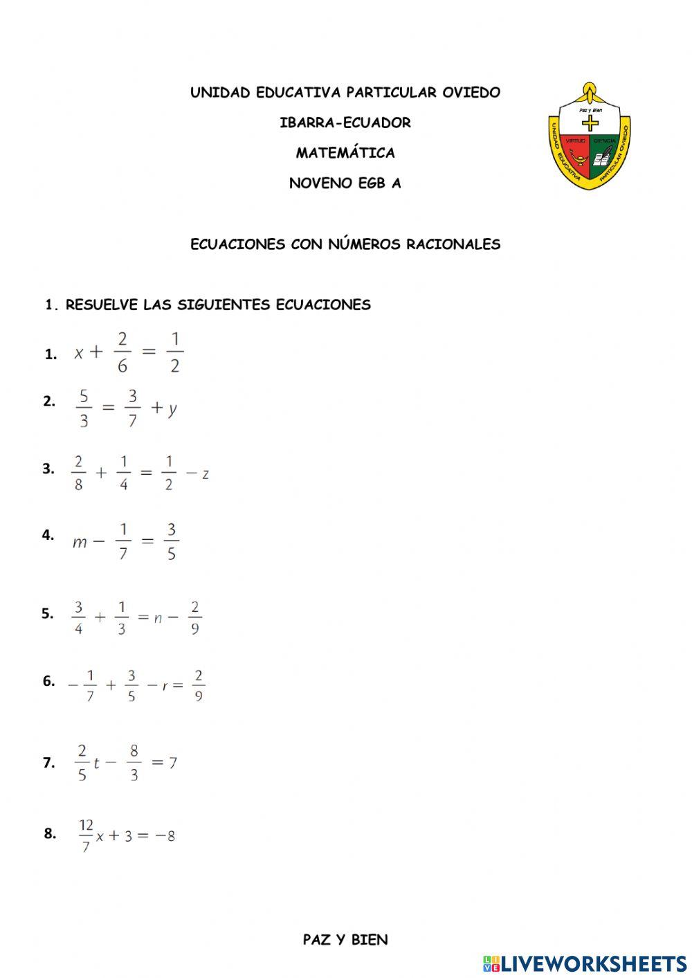 Ecuaciones con números racionales