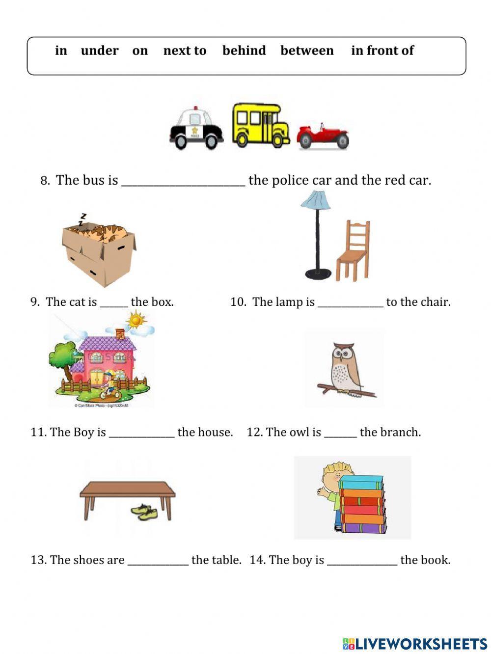 Position and Movement - Year 1 worksheet | Live Worksheets