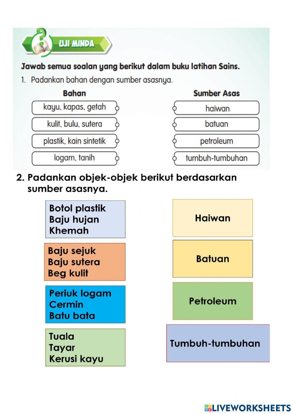 Sains Tahun 4 Sumber bahan