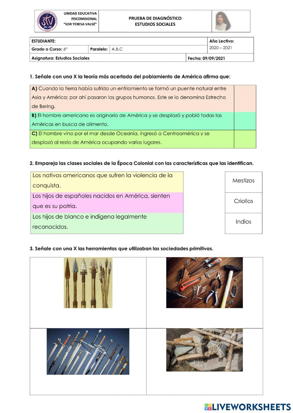 Diagnóstico de EESS - 6° año de EGB
