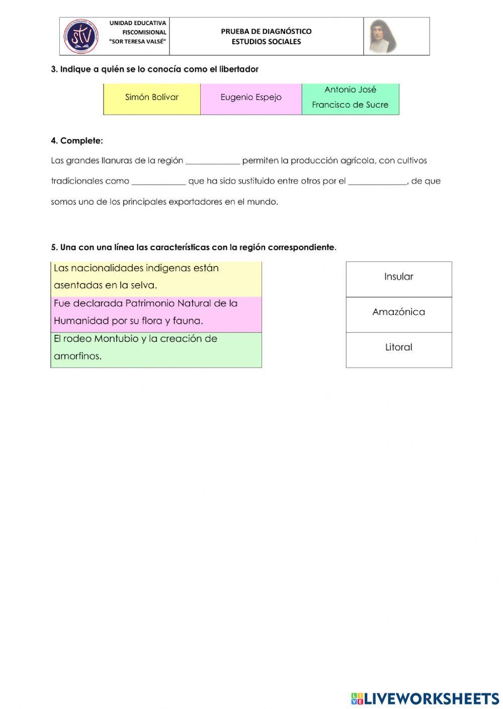 Diagnóstico de EESS - 6° año de EGB