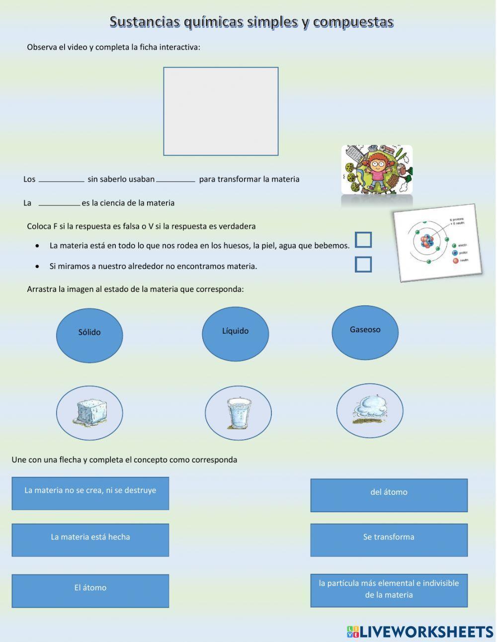 Sustancias quimicas simples y compuestas