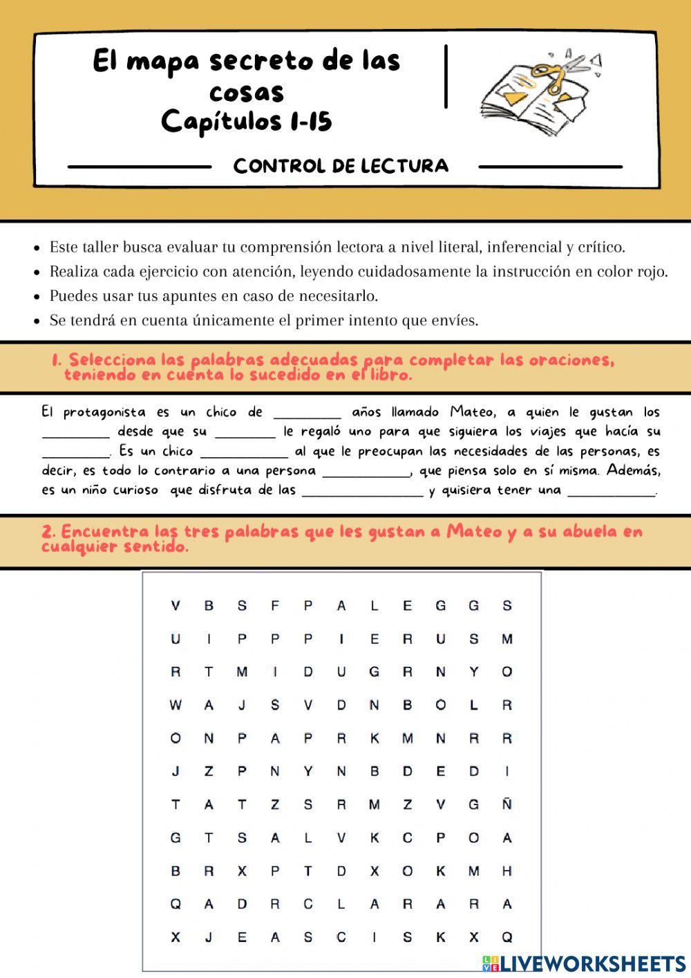 Control de lectura El mapa secreto de las cosas