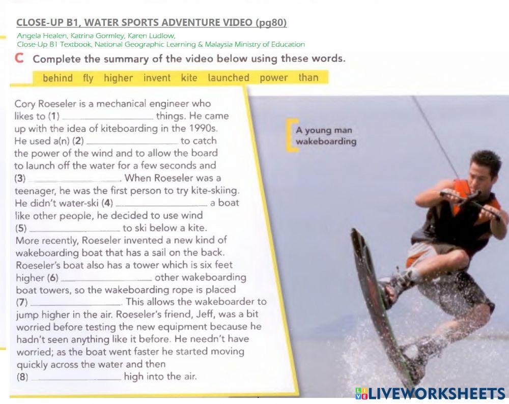 Water Sports Adventure, Close-up B1 Textbook