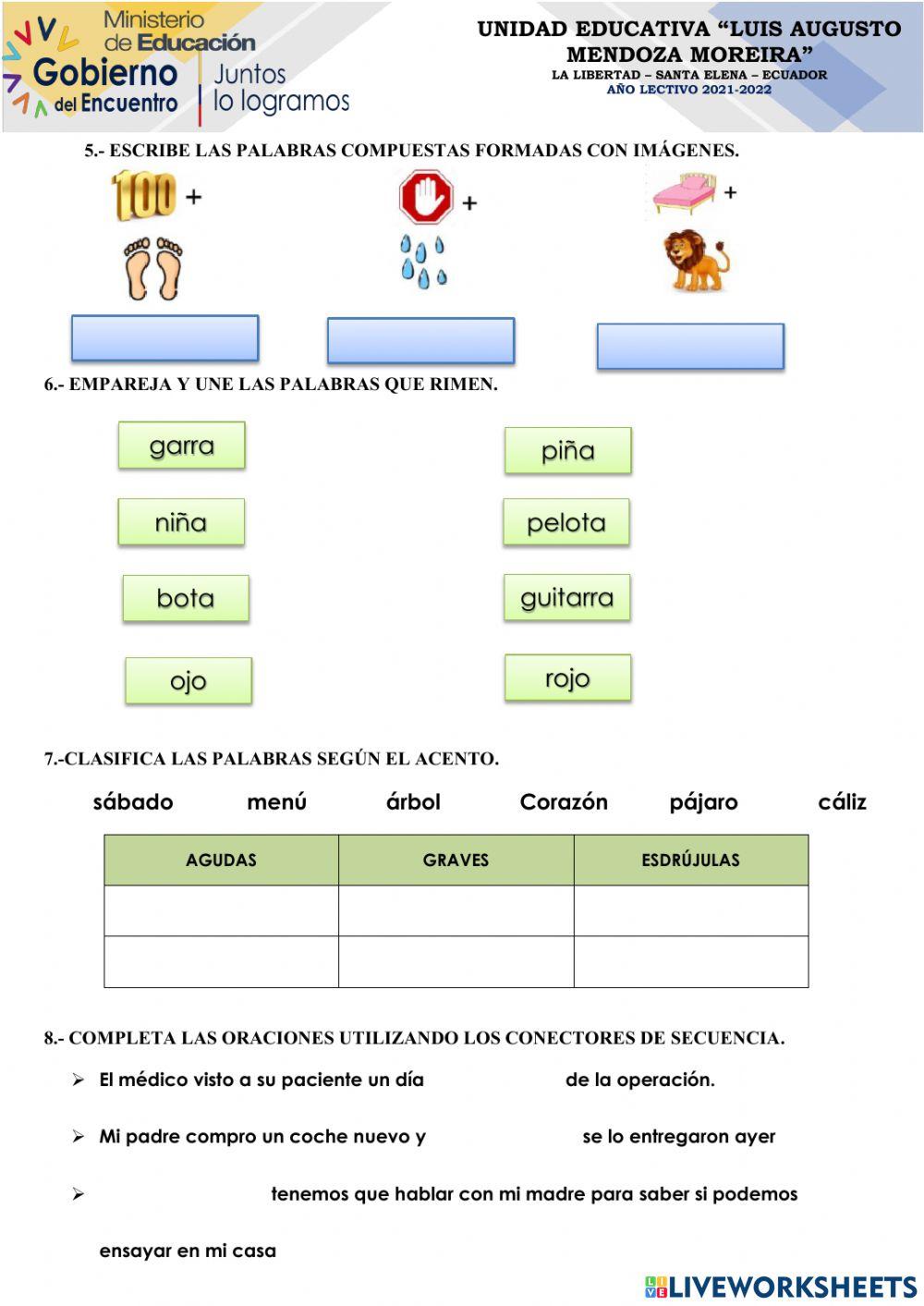 Examen quimestral quinto