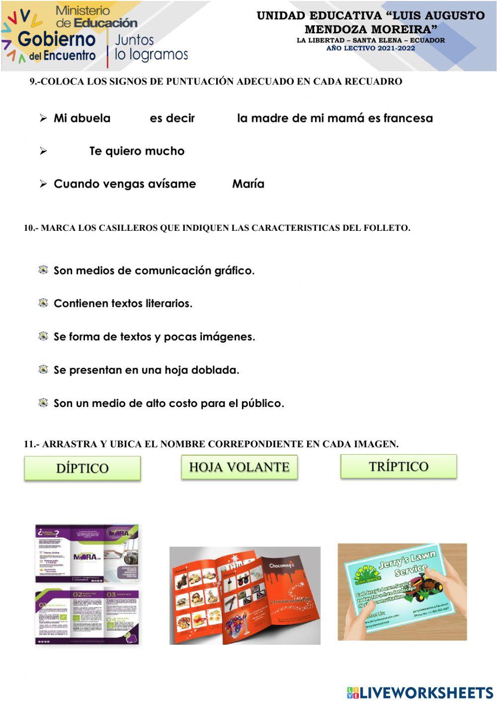 Examen quimestral quinto